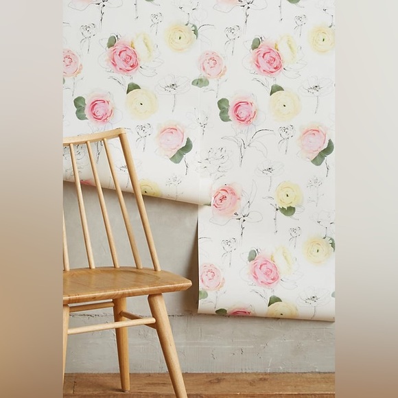Anthropologie Rose Relief Wallpaper Artist Kari Herer 2017 Retired Not Sealed